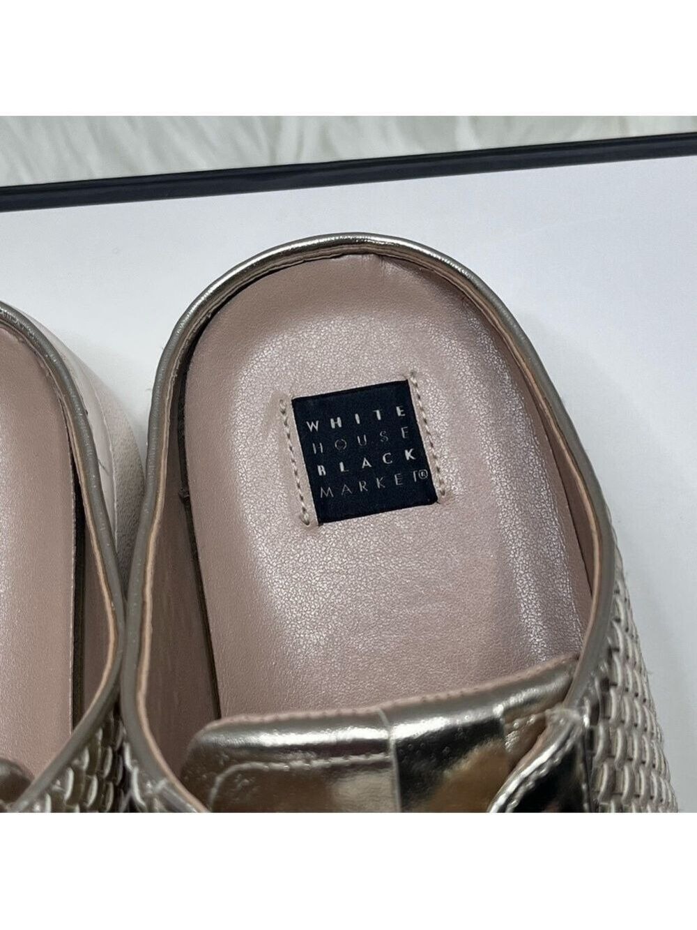 White House Black Market Gold Metallic Mule Sneakers Size 8 - Picture 9 of 11